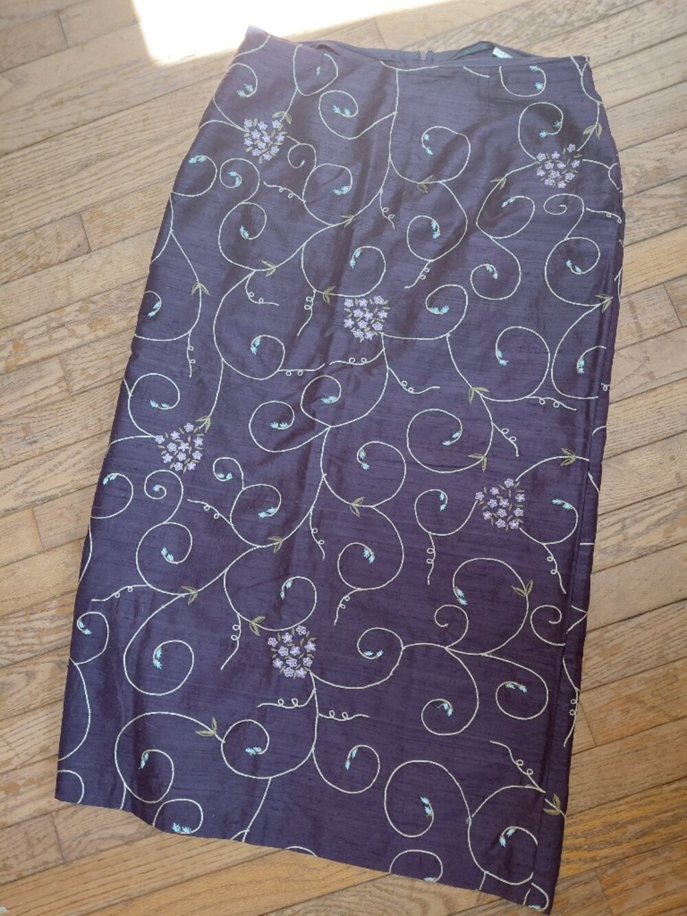 Embroidered Plum Floral Skirt